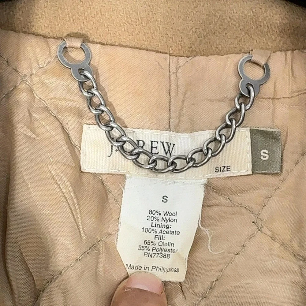 J Crew Peacoat Womens S‎ Tan Wool Blend Double Breasted Classic Winter Jacket